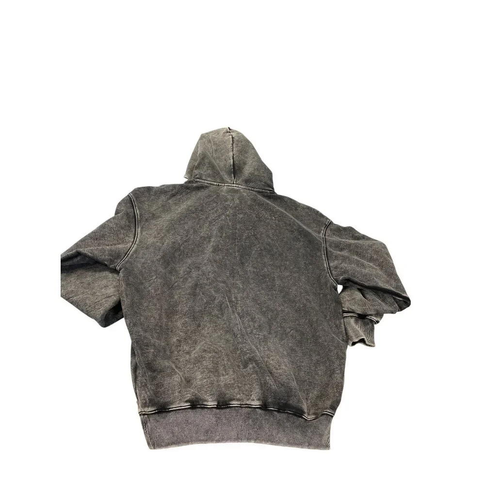 Die Authentic Distressed Die Washed Gray embroided Hoodie Sweatshirt L SKU 9333 - Picture 14 of 15